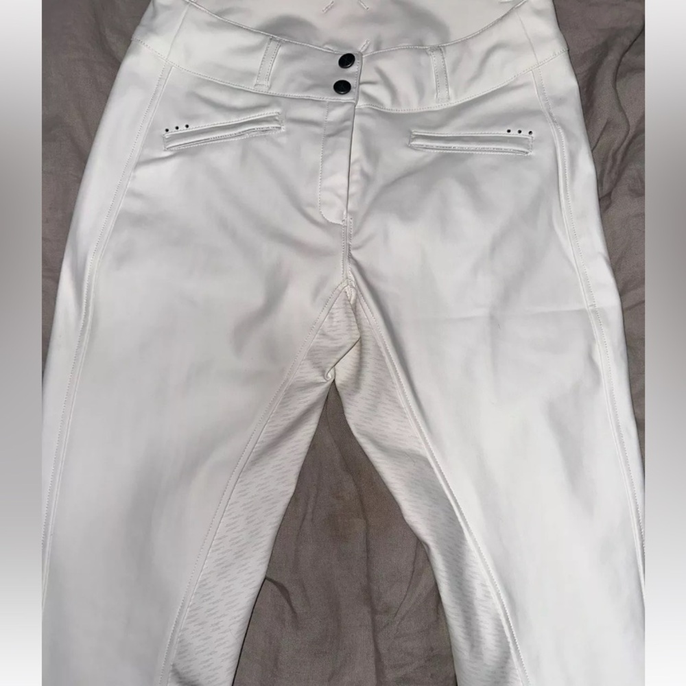 WOMENS MONTAR WHITE SMALL FULL SEAT BREECHES WITH CRYSTALS  ZIP FRONT